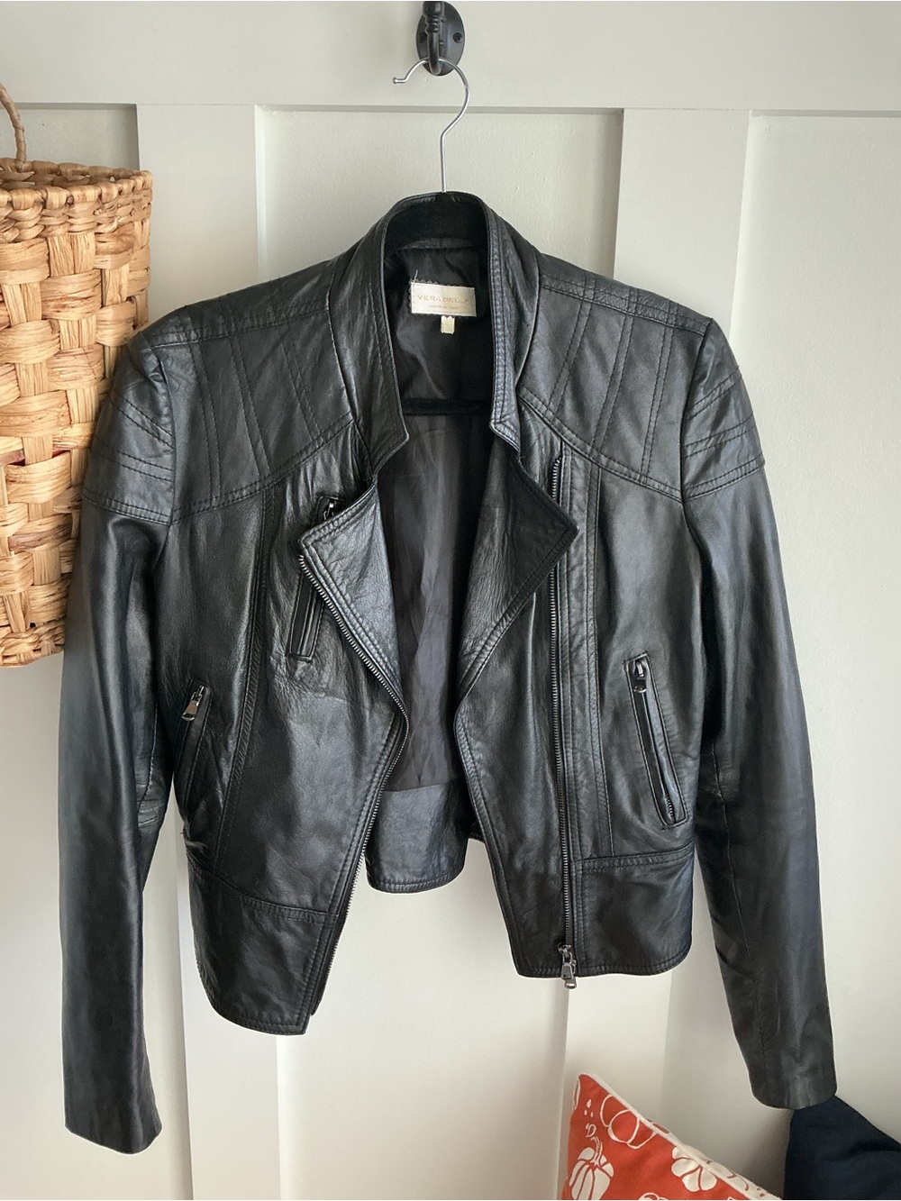 Vera Pelle Black Leather Moto Jacket